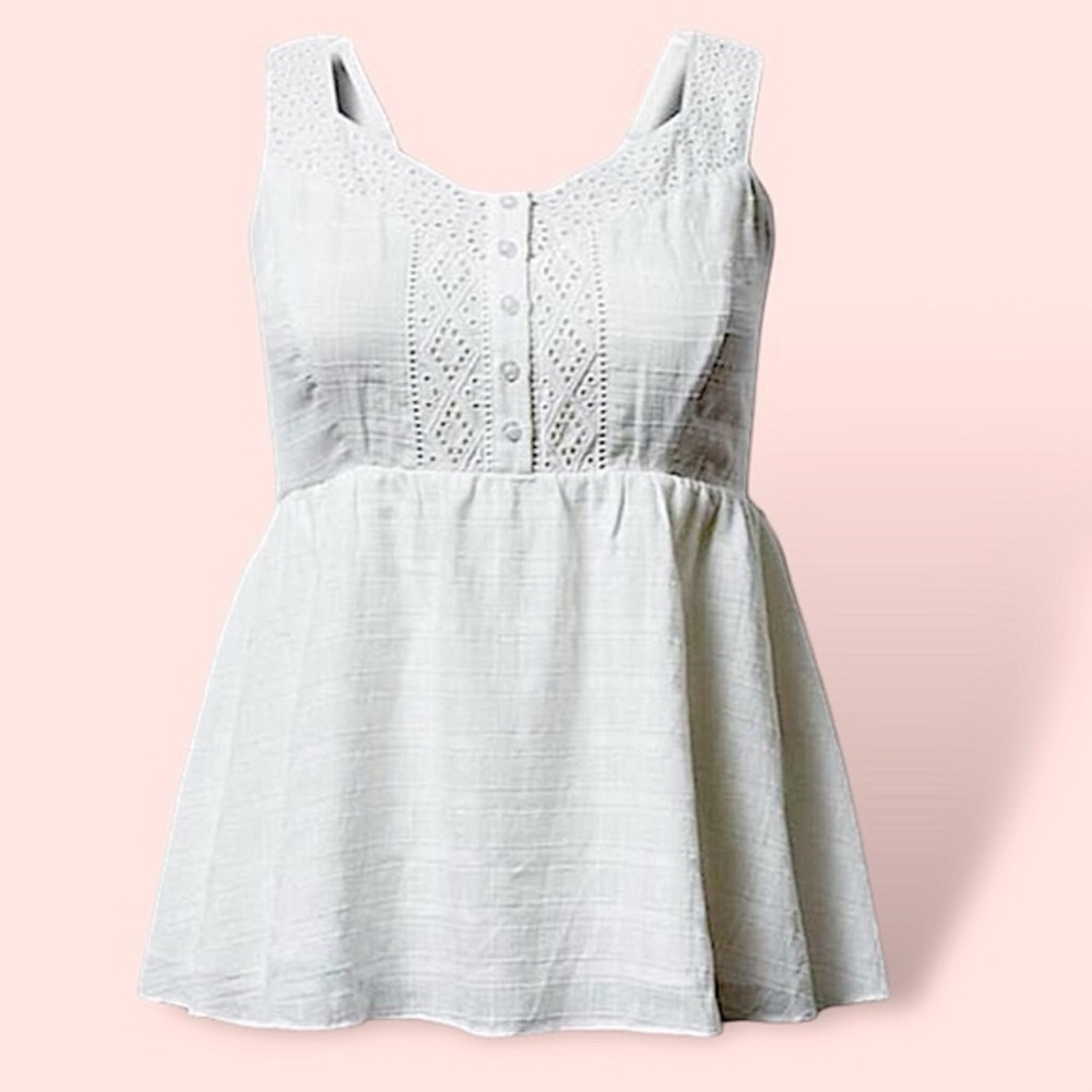 TORRID Babydoll Cotton Windowpane Button Front‎ Tank NWT